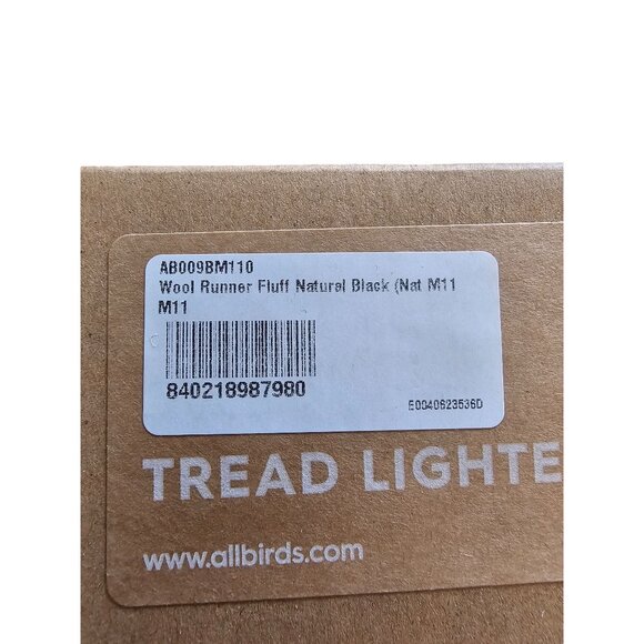 Allbirds Men's Wool Runner‎ Fluff Natural Black Sneakers M11 New - Picture 4 of 6